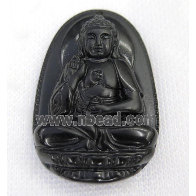 black Obsidian buddha pendant