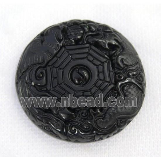 black Obsidian pendant, Chinese Yinyang