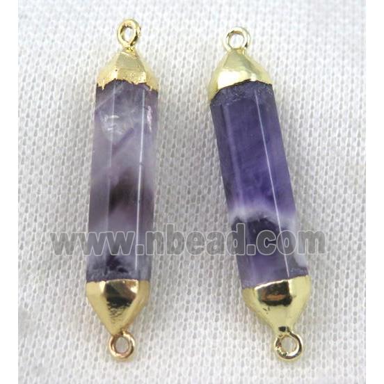Amethyst bullet connector, purple, gold plated