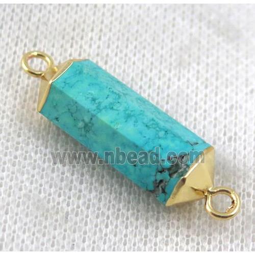 green turquoise bullet connector, gold plated