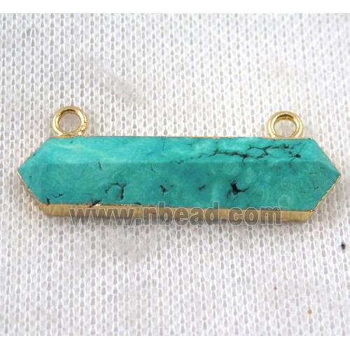 green turquoise connector, bullet, gold plated