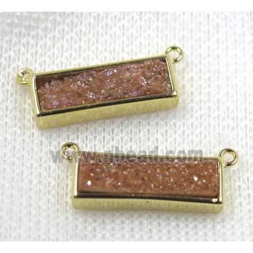 gold champagne Druzy Quartz pendant with 2loops, rectangle