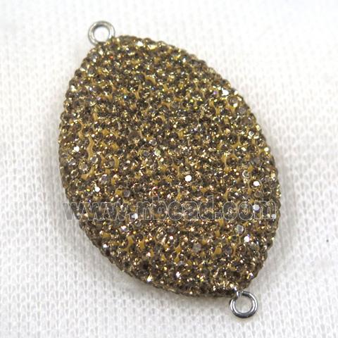 resin connector pave yellow rhinestone, oval
