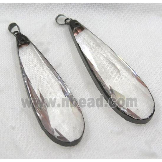 glass crystal pendant, teardrop, black plated