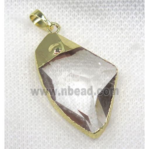 glass crystal pendant, black plated, freeform