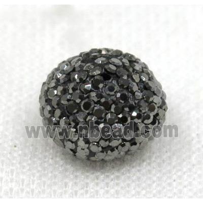 resin beads paved black rhinestone, rondelle