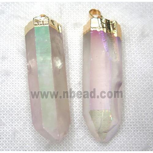 clear quartz pendant, AB color, stick