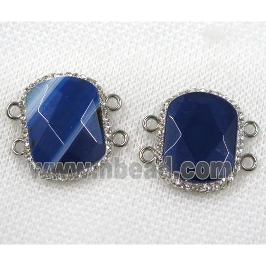 blue agate connector paved rhinestone