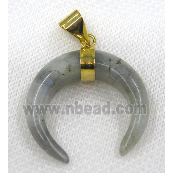Labradorite crescent pendant, gold plated