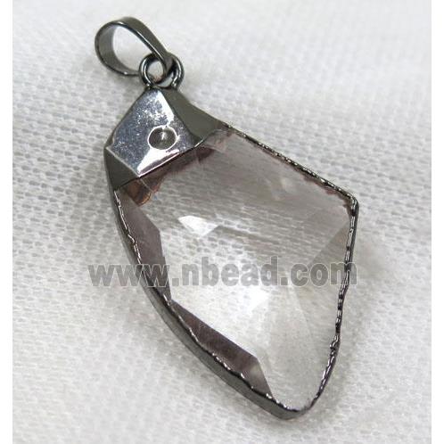 Crystal glass pendant, black plated