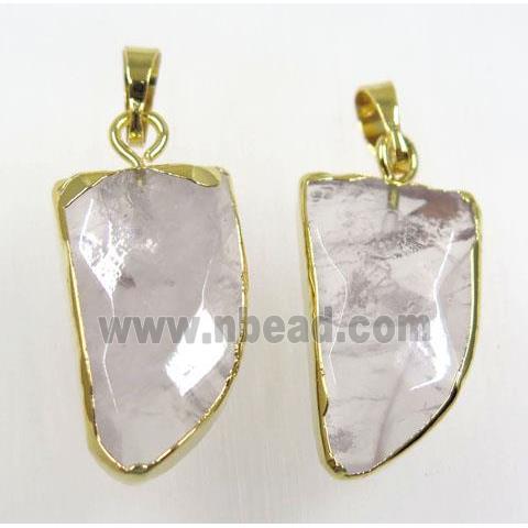 rose quartz horn pendants, gold plated