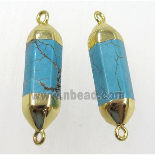 blue turquoise bullet connector, gold plated