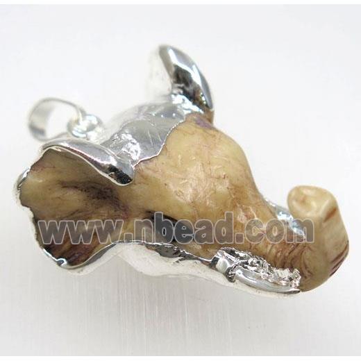 resin elephantHead pendant, silver plated