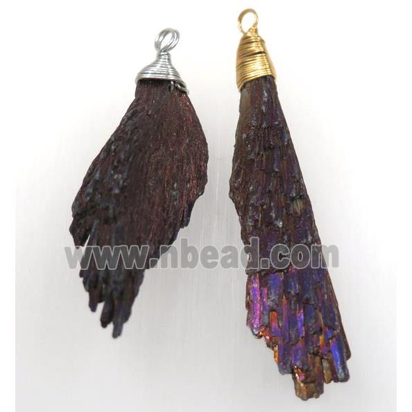 kyanite pendant, freeform, purple Electroplated