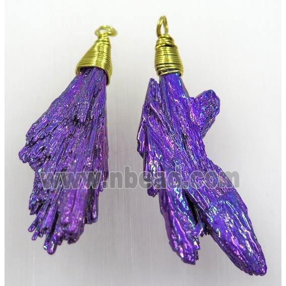 kyanite pendant, freeform, lavender Electroplated