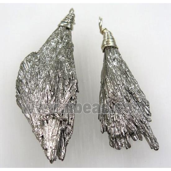 kyanite pendant, freeform, silver Electroplated