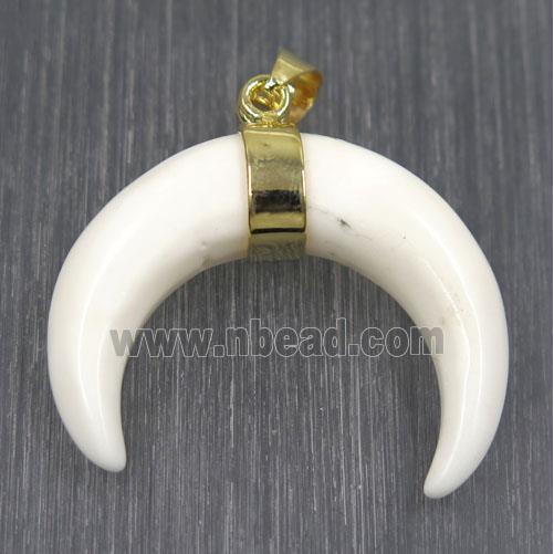 white cattle bone crescent pendant, horn
