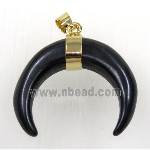 black cattle bone crescent pendant, horn