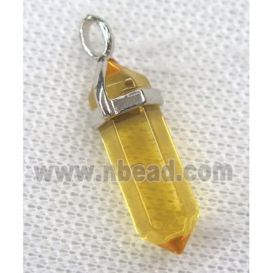 yellow crystal quartz pendant, dye