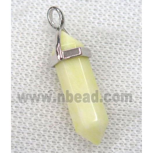 milk yellow jade bullet pendant