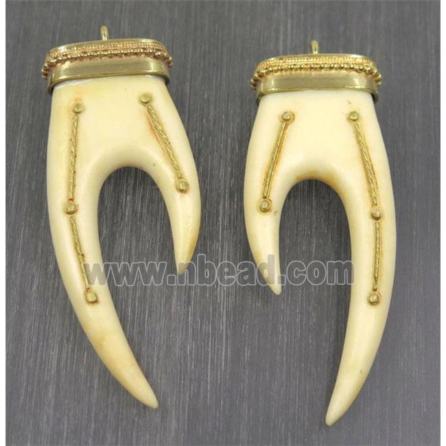resin pendant, teeth, gold plated
