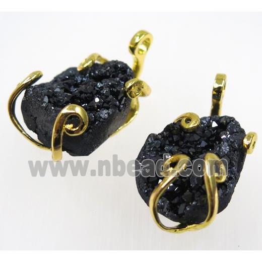 black druzy agate tortoise pendant