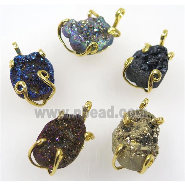 agate druzy pendant, mix color, tortoise