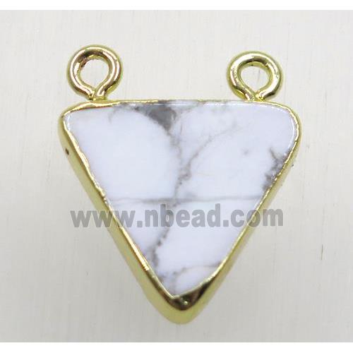 white howlite turquoise triangle pendant with 2loops, gold plated