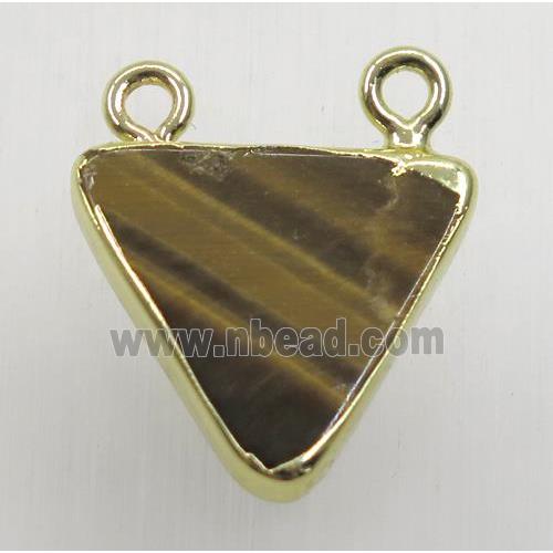 yellow tiger eye stone triangle pendant with 2loops, gold plated