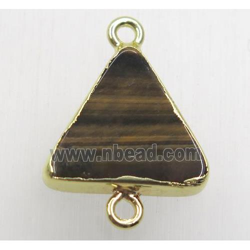 yellow tiger eye stone triangle connector, gold plated