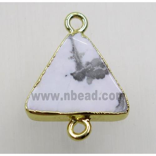 white howlite turquoise triangle connector, gold plated