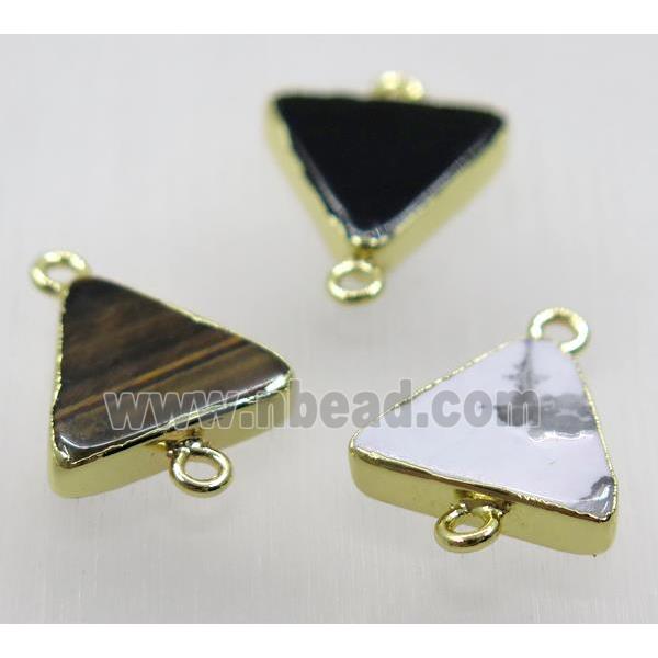 mix gemstone triangle connector, gold plated