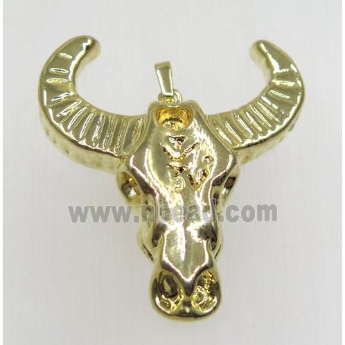 resin bullHead pendant, gold plated