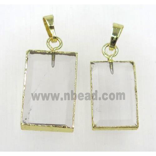 faceted Clear Quartz rectangle pendant, gold plated