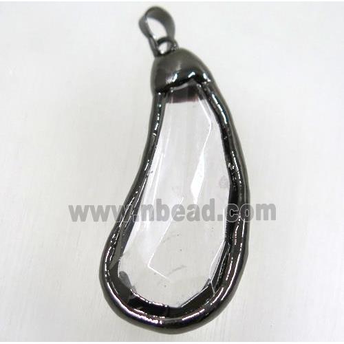 Chinese crystal glass teardrop pendant, black plated