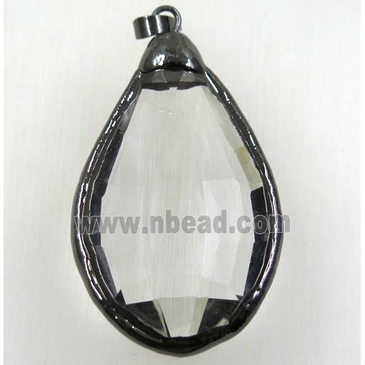 chinese crystal glass pendant, black plated