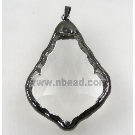 chinese crystal glass pendant, black plated