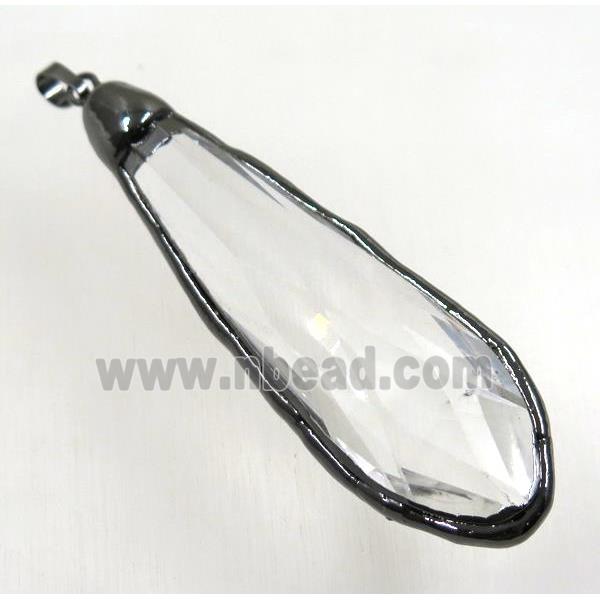 chinese crystal glass teardrop pendant, black plated