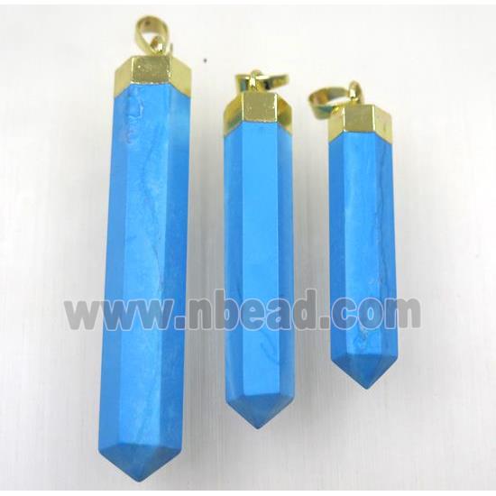 blue turquoise bullet pendants, dye