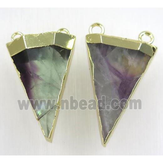 faceted fluorite bullet pendant with 2loops, gold plated
