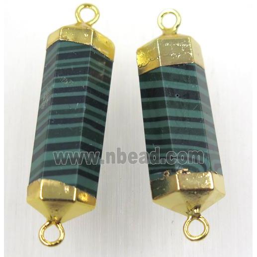 green malachite stick connector, gold plated