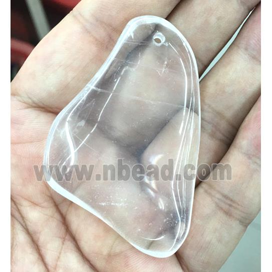 clear quartz slice pendant, freeform, polished