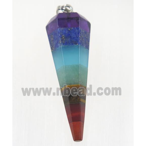 mix gemstone chakra pendulum pendant, yoga, multi color