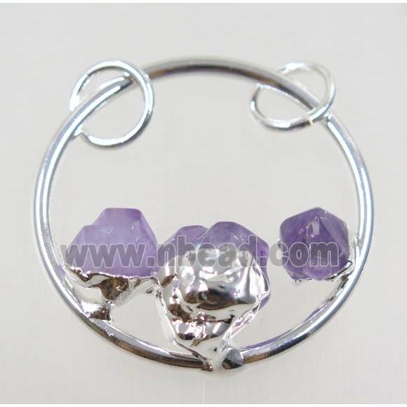 purple Amethyst pendant, silver plated
