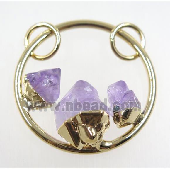 purple Amethyst pendant, gold plated