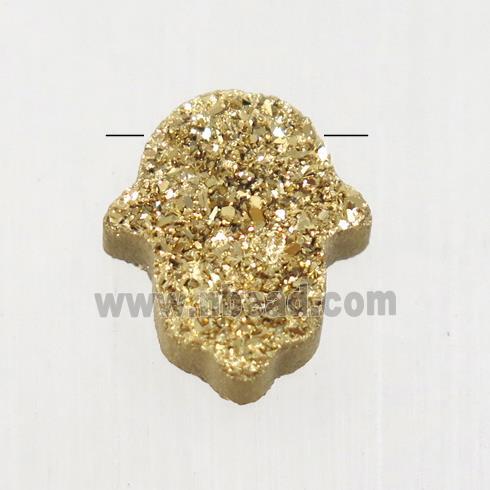 Gold Druzy Agate Hamsahand pendant
