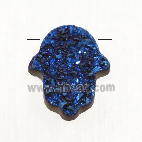 blue Druzy Agate Hamsahand pendant