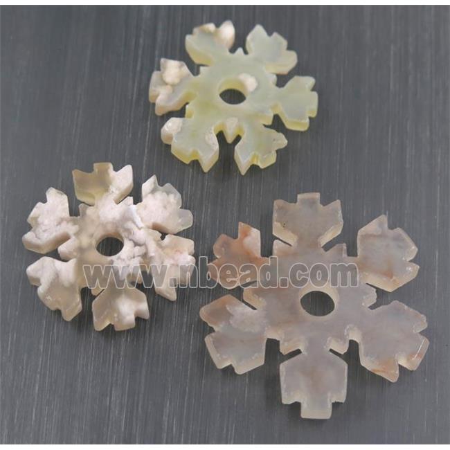 natural Cherry Agate snowflake beads