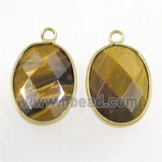 yellow Tiger eye stone pendant, faceted oval