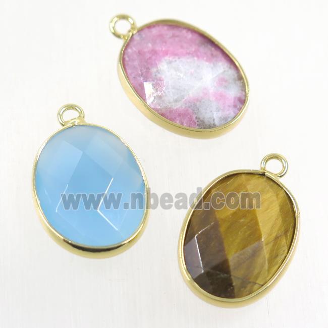 mix gemstone pendant, faceted oval